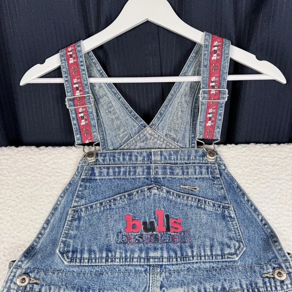 Vintage 90s GAP Denim Overalls Chicago Bulls Custom? - Youth XL